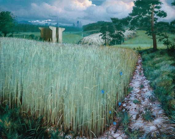 Land vor der Stadt, Öl/Leinwand, 78 x 100 cm, 1983